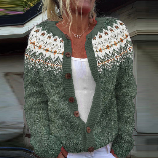 Fairman Island Snowflake Contrast Sweater Cardigan elevenforest