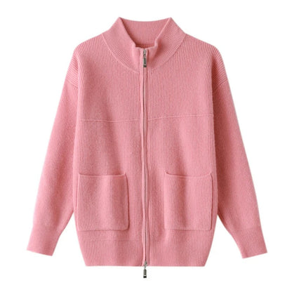 CM | Chaqueta de punto con cuello alto y cremallera