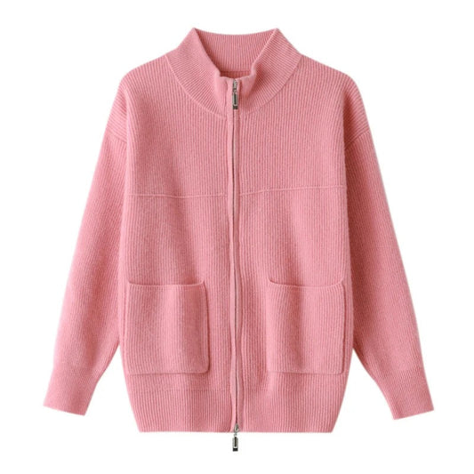 CM | Chaqueta de punto con cuello alto y cremallera