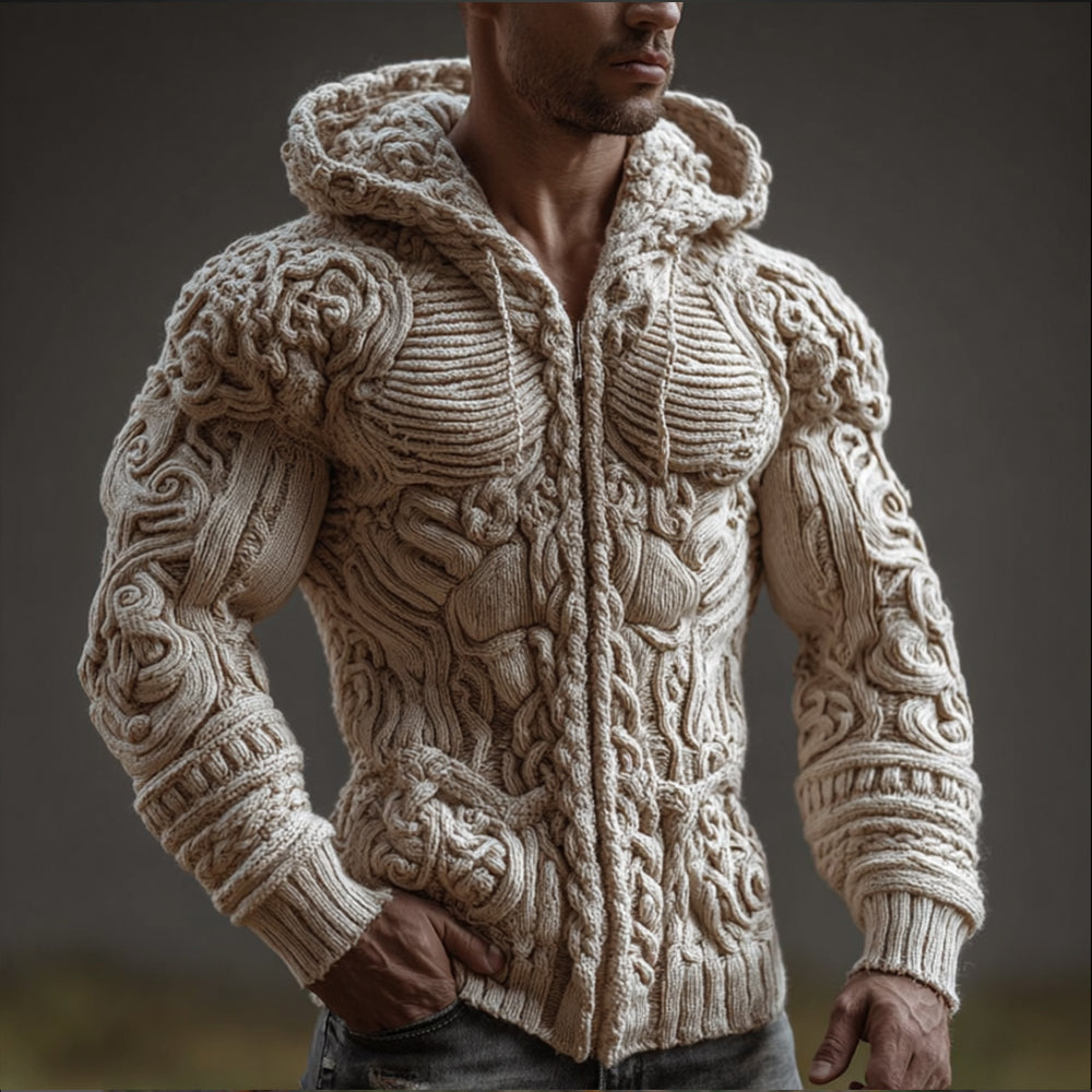 Men's Halloween Anatomy Art Cardigan Vintage Hooded Sweater artswardrobe
