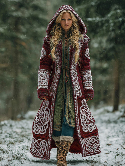 Women's Celtic Knot Irish Art Hooded Knit Cardigan artswardrobe