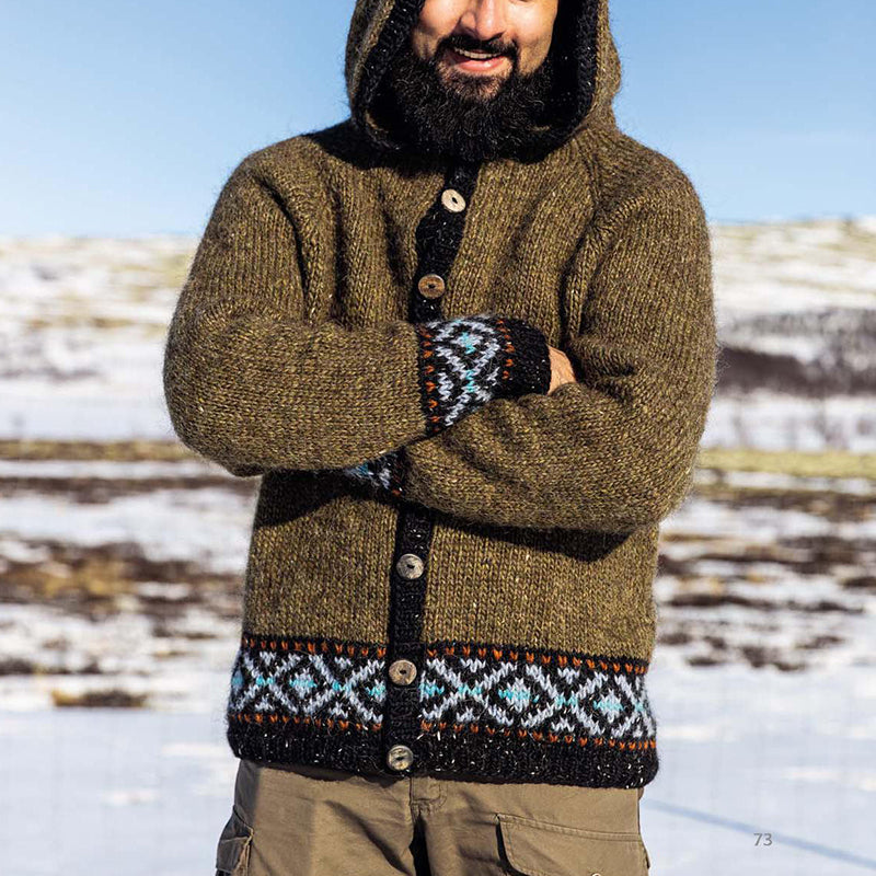 Vintage Green Knitted Iceland Hooded Sweater Cardigan elevenforest