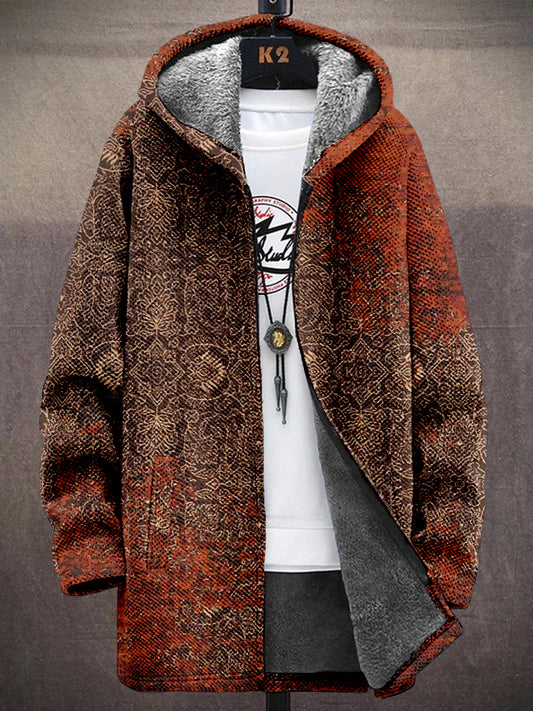 Men's Vintage Ethnic Patterns Cozy Hooded Coat elevenforest