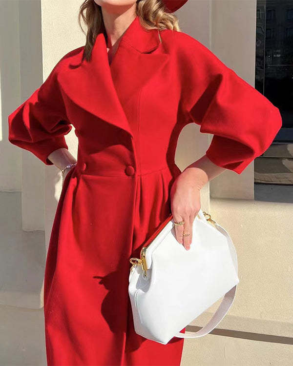 CM | Abrigo vintage de lana con mangas farol y vuelta