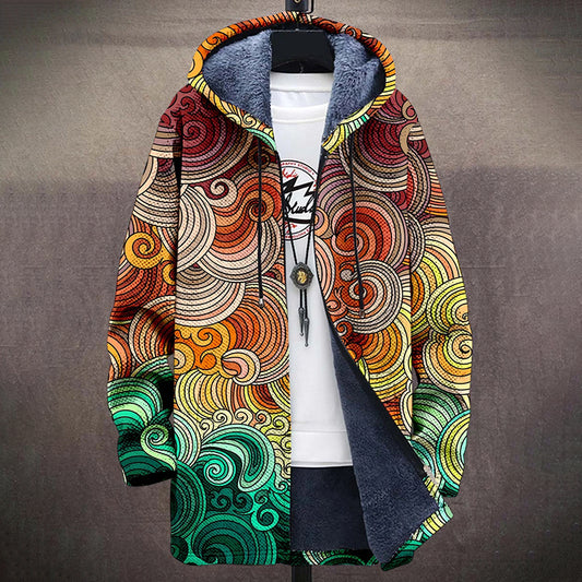 Retro Mandala Art Plush Long Sleeve Sweater Jacket Cardigan elevenforest