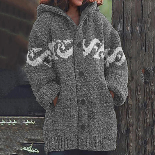 Retro Surf Jacquard Knit Cozy Cardigan Sweater elevenforest