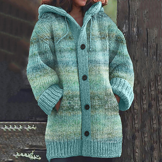 Vintage Fairman Island Knitted Jacquard Hooded Sweater Cardigan elevenforest