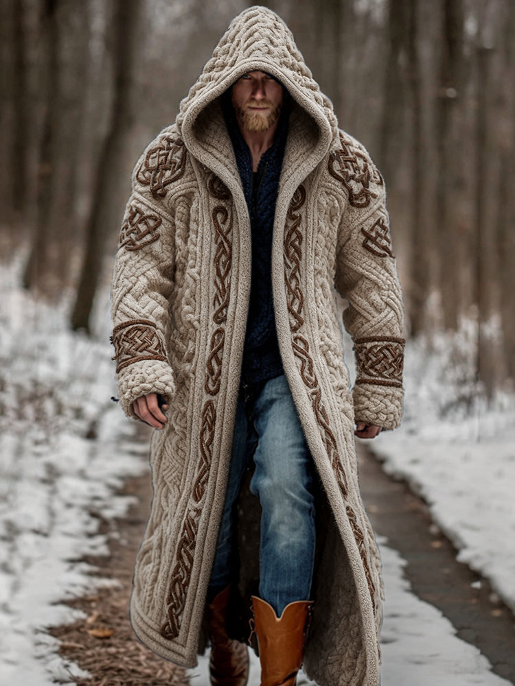 Men's Viking Celtic Knot Art Pocket Mid-length Cardigan Sweater artswardrobe