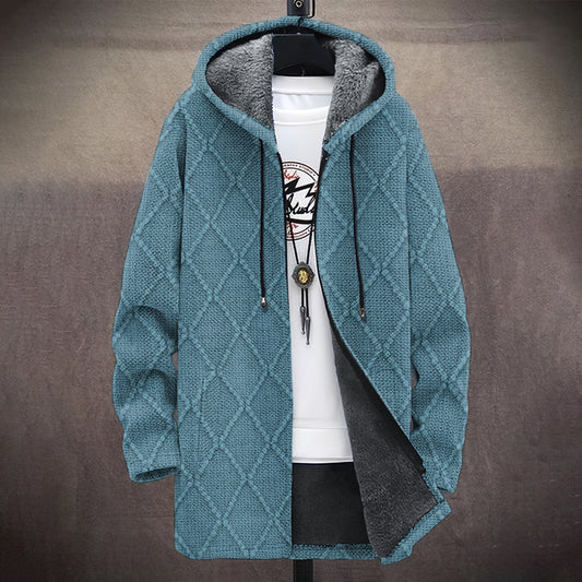 Men's Vintage Knitted Graphic Comfort Plush Hooded Coat elevenforest