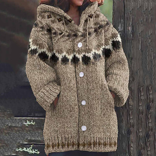 Vintage Geometry Icelandic Pattern Cozy Cardigan Sweater elevenforest