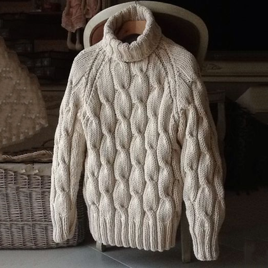 Vintage Warmth Knitted Jacquard Turtleneck Sweater artswardrobe