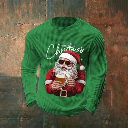 Comstylish Men's Merry Christmas Santa Claus Print Casual Sweatshirt