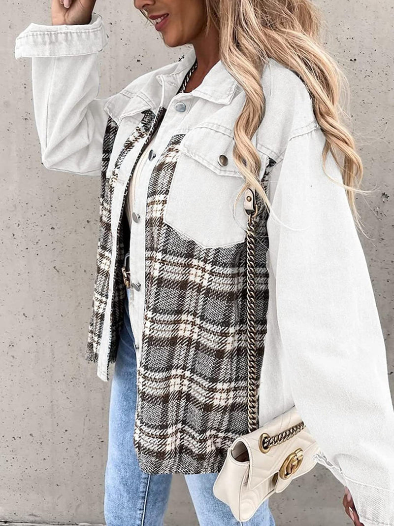 CM | Chaqueta de franela vintage para mujer