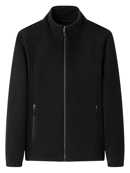 CM | Chaqueta de felpa para mujer con cuello alto y mangas largas