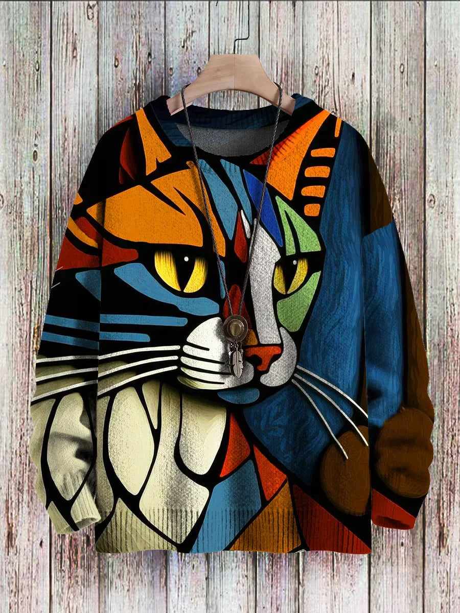 KL | Jersey abstracto con estampado de gatos