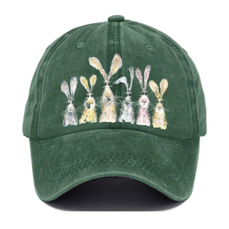 Casual Cute Bunny Print Hat artswardrobe