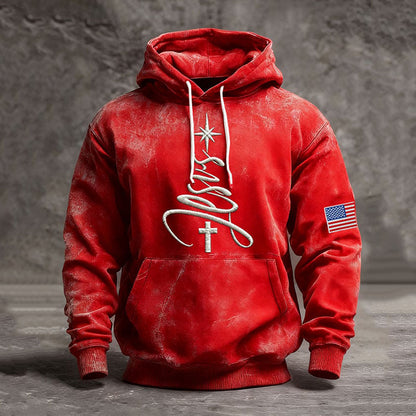 Comstylish Men's Retro Christmas Faith Pattern Casual Hoodie