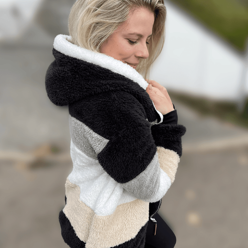 CM | Chaqueta de peluche multicolor para mujer