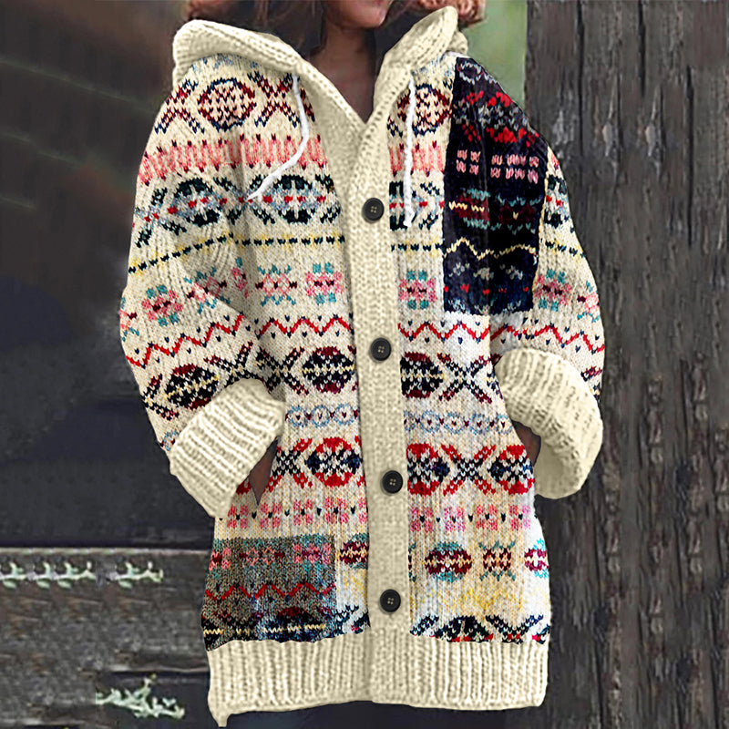 Vintage Knitted Jacquard Pattern Cozy Cardigan Sweater elevenforest