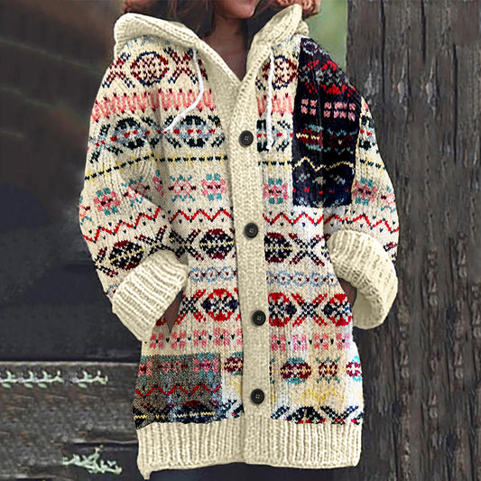 Vintage Knitted Jacquard Pattern Cozy Cardigan Sweater elevenforest