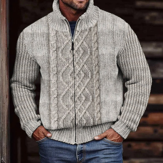 Men'S Vintage Knitted Jacquard Zipper Cozy Sweater Cardigan elevenforest