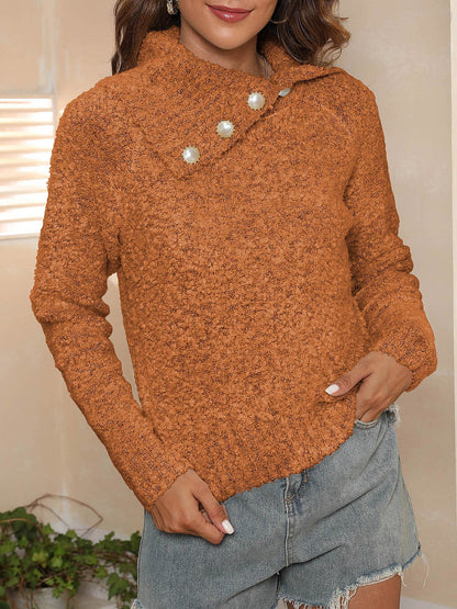 Clara® | Asymmetrical long-sleeved sweater with collar