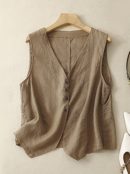 Vintage Linen Blend Classy Vest artswardrobe