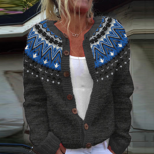 Vintage Icelandic Pattern Knitted Jacquard Cardigan Sweater elevenforest