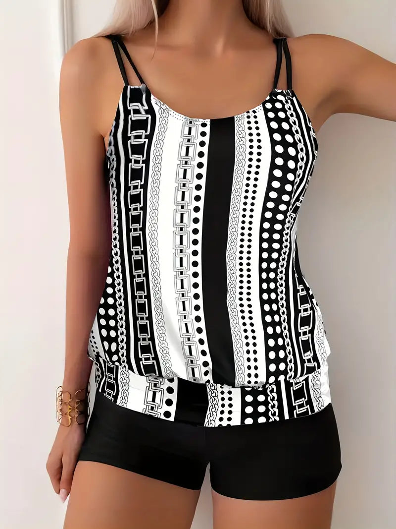KL | Tankini a rayas con estampado