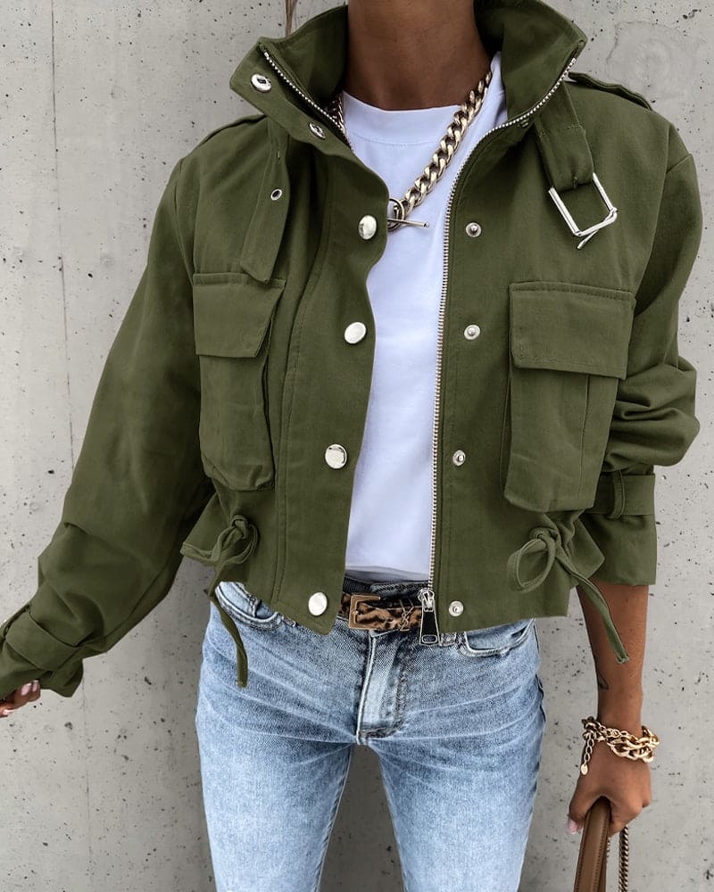 CM | Chaqueta casual multibolsillos para mujer