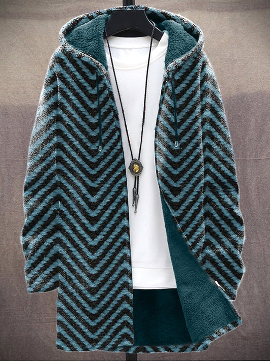 Men's Vintage Pattern Cozy Hooded Cardigan elevenforest