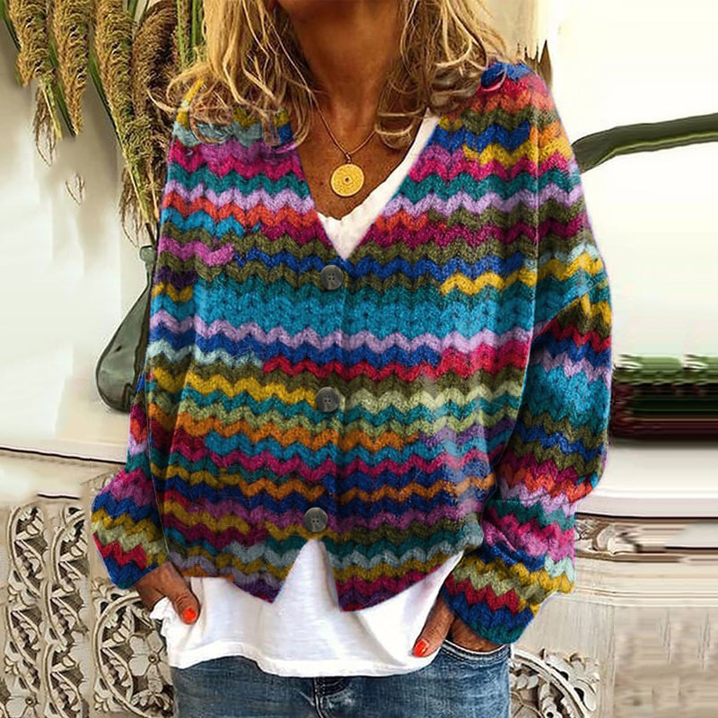 Fashionable V-Neck Long Sleeved Knitted Cardigan elevenforest