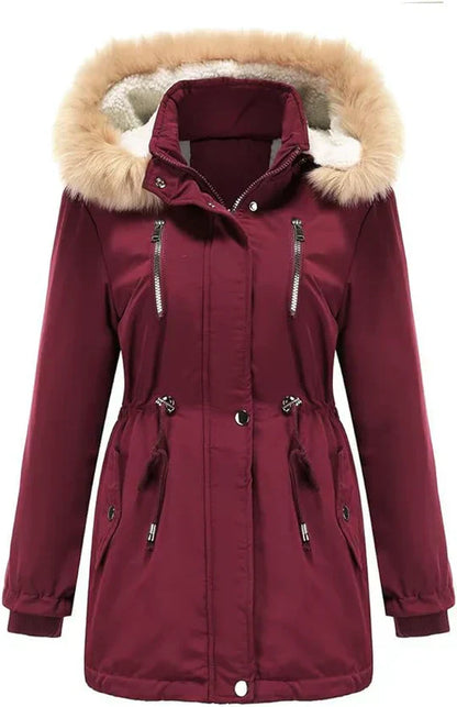 KL largo MW | con capucha de piel sintética y forro polar