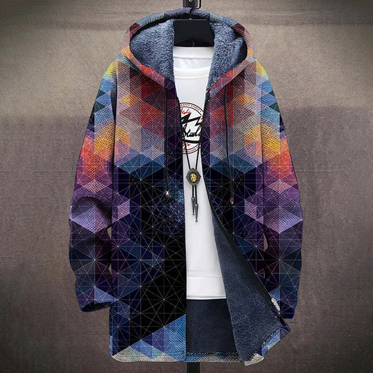 Retro Geometric Crystal Mutation Art Casual Printing Thickened Long Sleeved Sweater Cardigan Jacket elevenforest