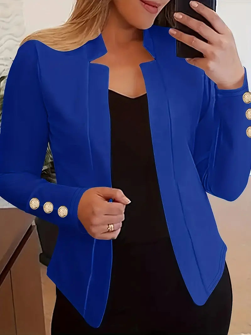 CM | Blazer de manga larga con tapeta de botones abierta para la primavera