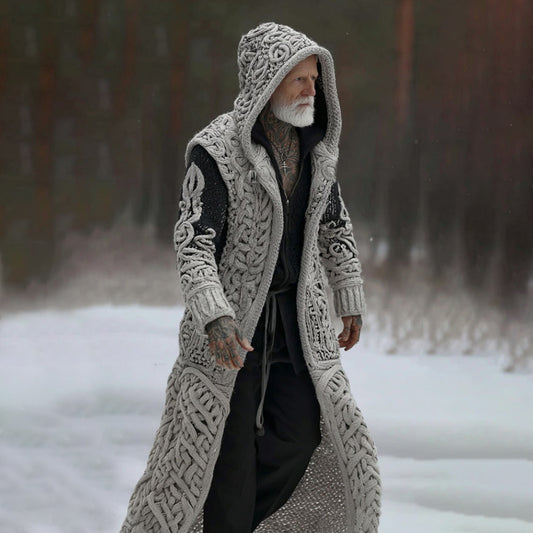 Men's Vintage Viking Celtic Knot Art Cozy Long Cardigan Sweater artswardrobe