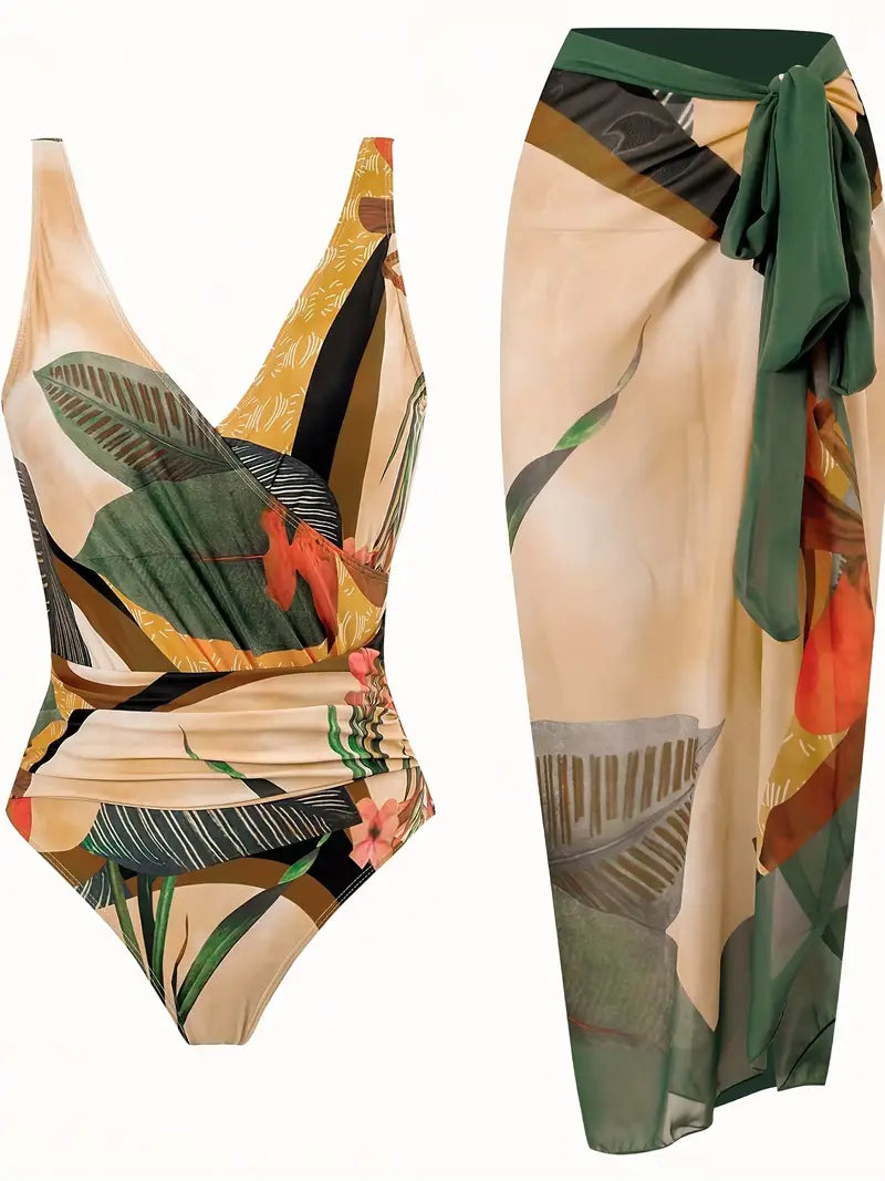 Traje de baño sexy con estampado tropical