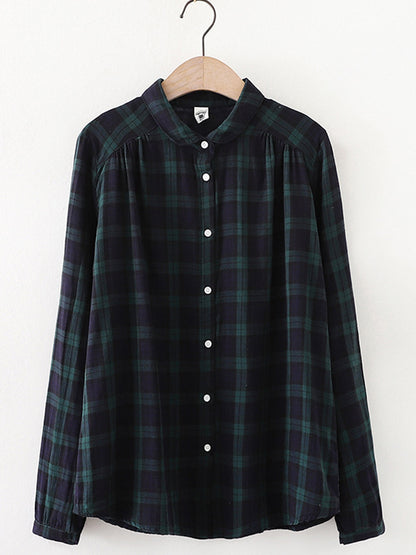 Comstylish Women's Vintage Simple Linen Blend Long Sleeve Shirt