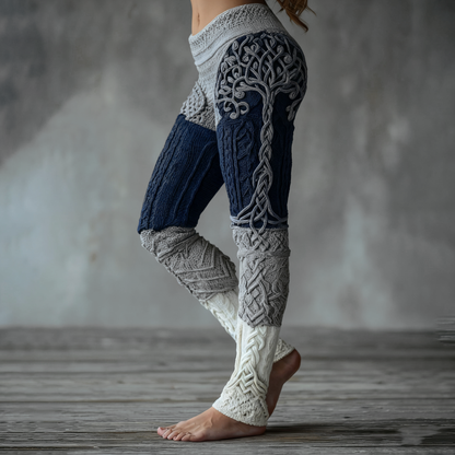 Women's Viking Tree Of Life Pattern Cozy Casual Leggings artswardrobe