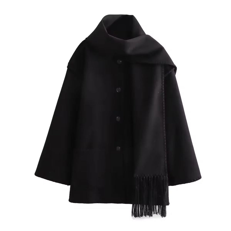 CM | chaqueta suelta con borlas de pañuelo