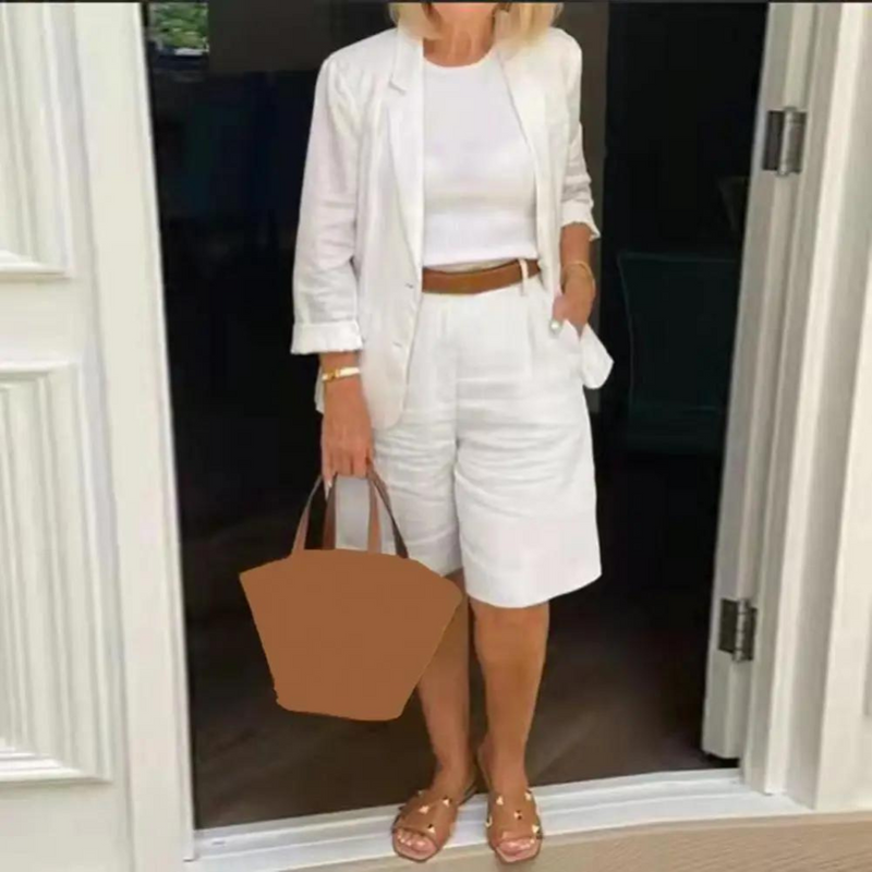 Conjunto de lujo de chaqueta y shorts para mujer