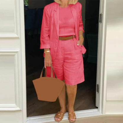 CM | Lujoso conjunto de chaqueta y pantalón corto para mujer