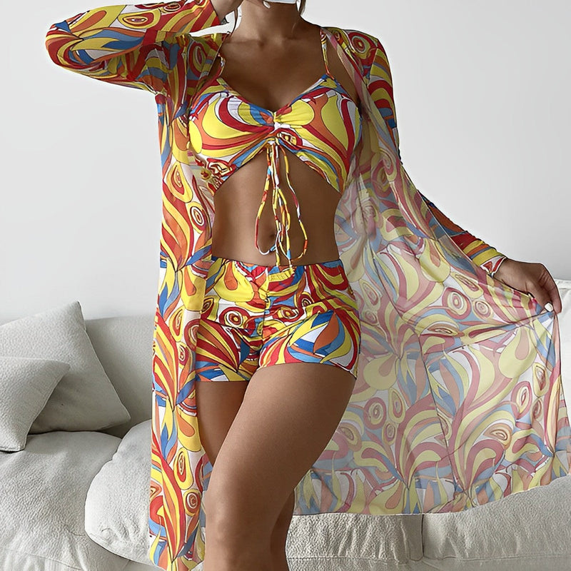 KL | Bañador con estampado de remolinos y superposiciones