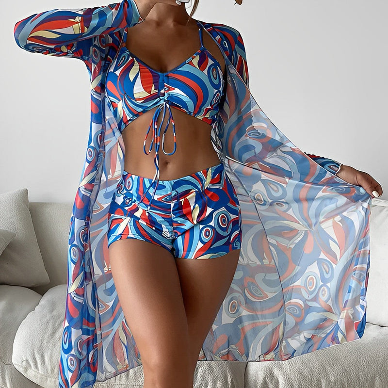KL | Bañador con estampado de remolinos y superposiciones