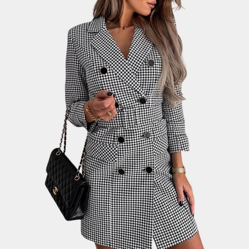 CM | Elegante vestido blazer con cinturón para mujer