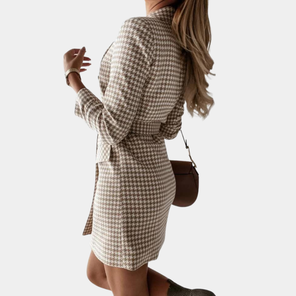 CM | Elegante vestido blazer con cinturón para mujer