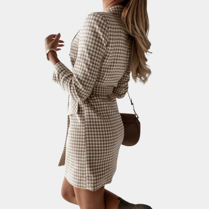 CM | Elegante vestido blazer con cinturón para mujer