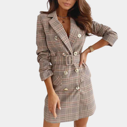 CM | Elegante vestido blazer con cinturón para mujer