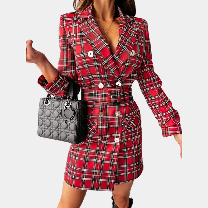 CM | Elegante vestido blazer con cinturón para mujer