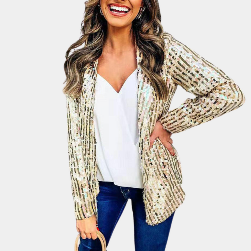 CM | Blazer chic con purpurina para mujer